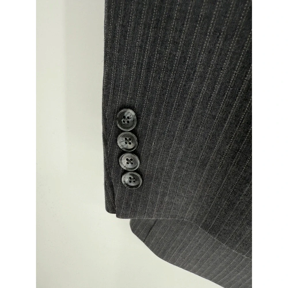 Jeffrey Banks Blazer Mens 52L Gray Pinstripe Wool Two Button Notch Lapel Classic